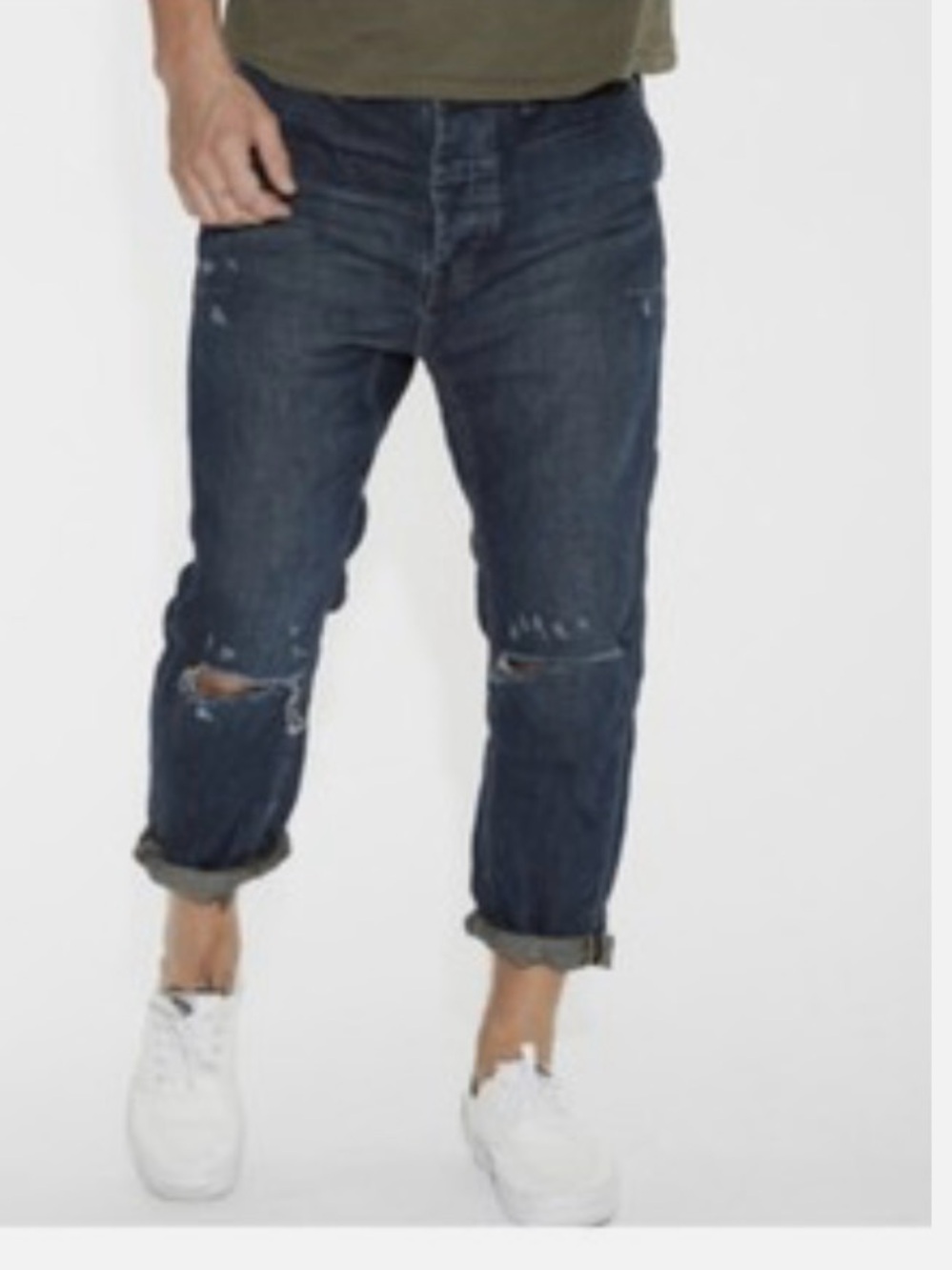 One Teaspoon Men's Dark Navy Distressed Relaxed Jeans